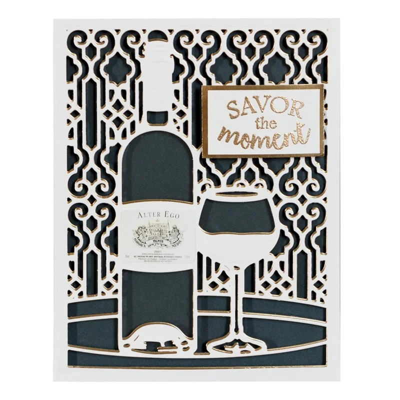 

Red Wine Bottle Goblet Plate Metal Cutting Dies Stencil for DIY Scrapbooking Paper Card Making Decorative Crafts New 2018 Diecut