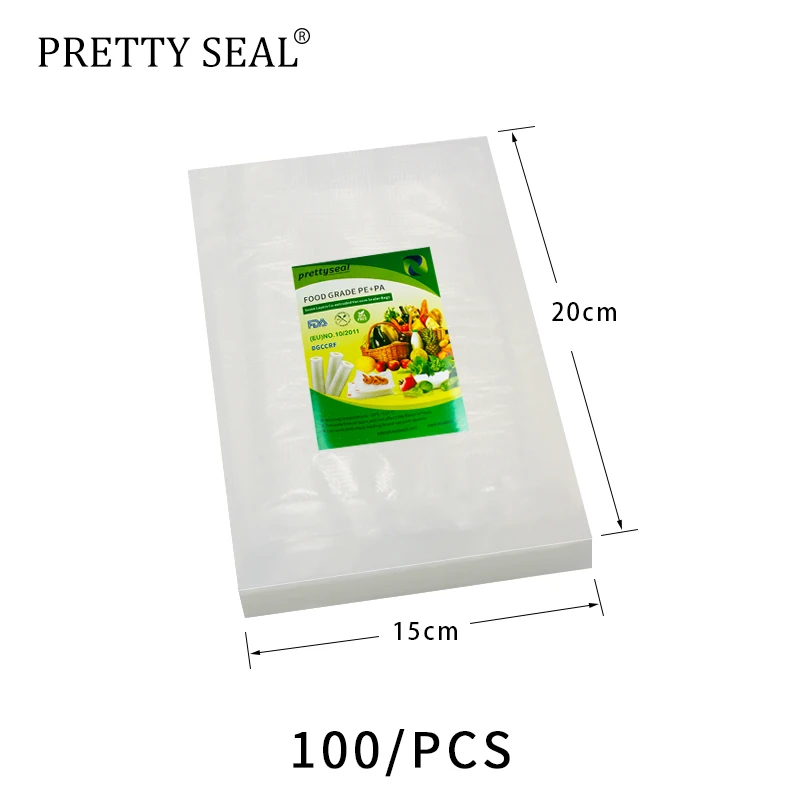 

PRETTYSEAL Vacuum bag for Vacuum Sealer Machine Packing Packer Container Food Bag 100pcs 15cm*20cm