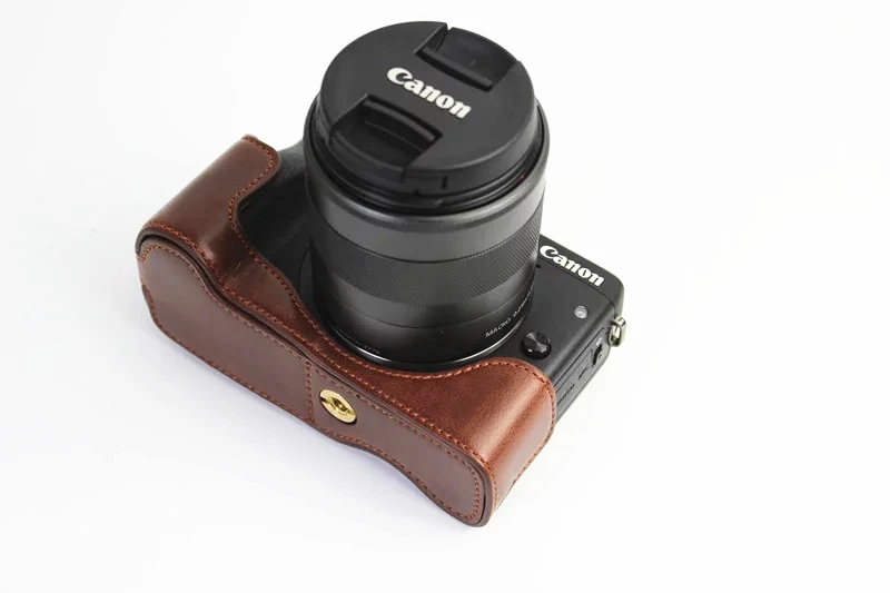 Новинка из искусственной кожи Половина чехол для canon eos m3 для зеркальной однообъективной камеры eos m3 Камера в черном и коричневом цвете/Кофе