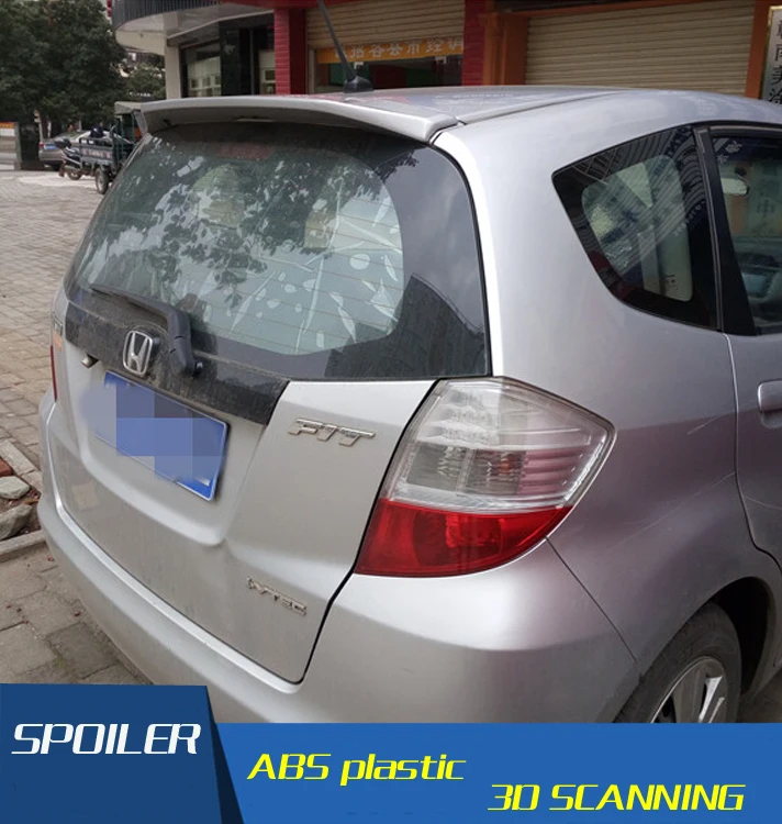 

For Jazz Fit Spoiler small plane version ABS Material Car Rear Wing Primer Color Rear Spoiler For Honda Fit Spoiler 2008-2013