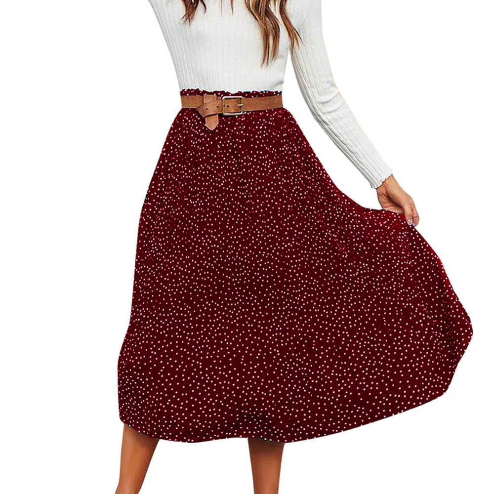 Srogem Модные женские длинные юбка в складку Женская пикантные в черный горошек вечерние повседневные юбки Faldas Mujer Moda Jupe Femme Saia Миди