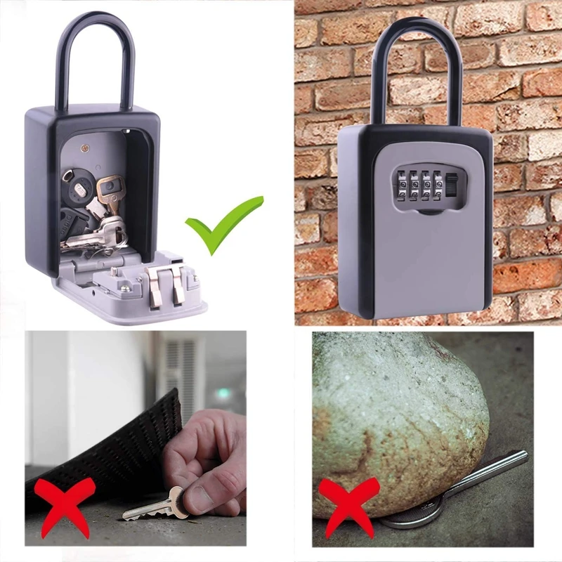 Wall Mount Key Storage Box Organizer Security Keyed Door Lock With 4 Digit Combination Password Zinc Alloy Secret Safe 11