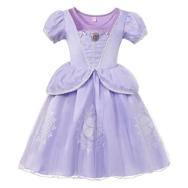 Sofia Dress 123A Платье принцессы Софии для девочек; маскарадные костюмы Софии для маленьких девочек; детская праздничная одежда с цветочным принтом; Детские торжественные фиолетовые платья - Цвет: Sofia Dress 123A