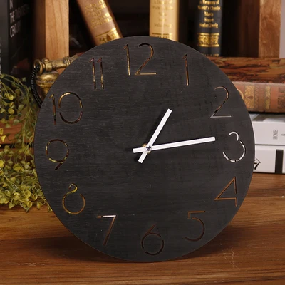 

Quartz Round Wooden Digital Large Decorative Wall Clock For Home Decor Modern Design Hanging On Wall Kitchen Watch Horloge Mural