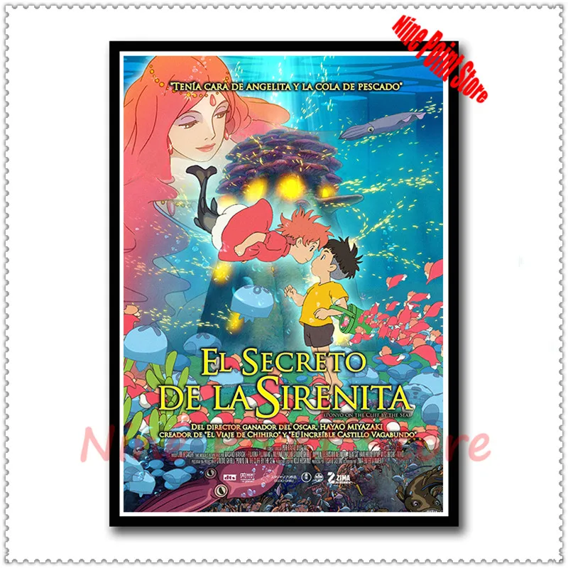 Ponyo на скале Хаяо Миядзаки бумага с покрытием классический мультфильм фильм плакат домашний Декор без рамки - Цвет: Фиолетовый