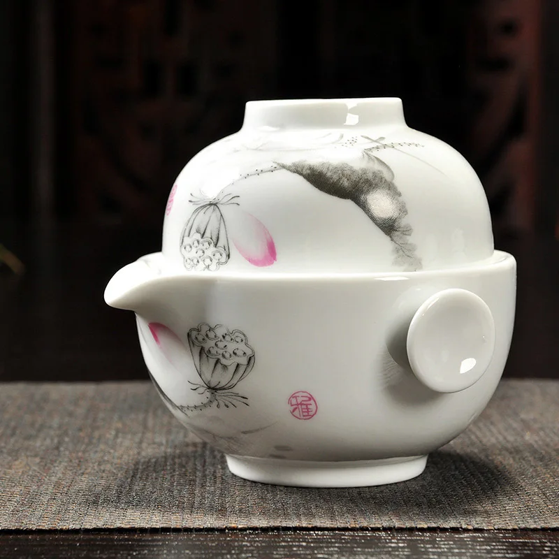 Фарфоровый чайный набор включает в себя 1 чайник 1 чашка, высококачественный элегантный Gaiwan, красивый и легкий чайник. Кофейная чашка - Цвет: 02