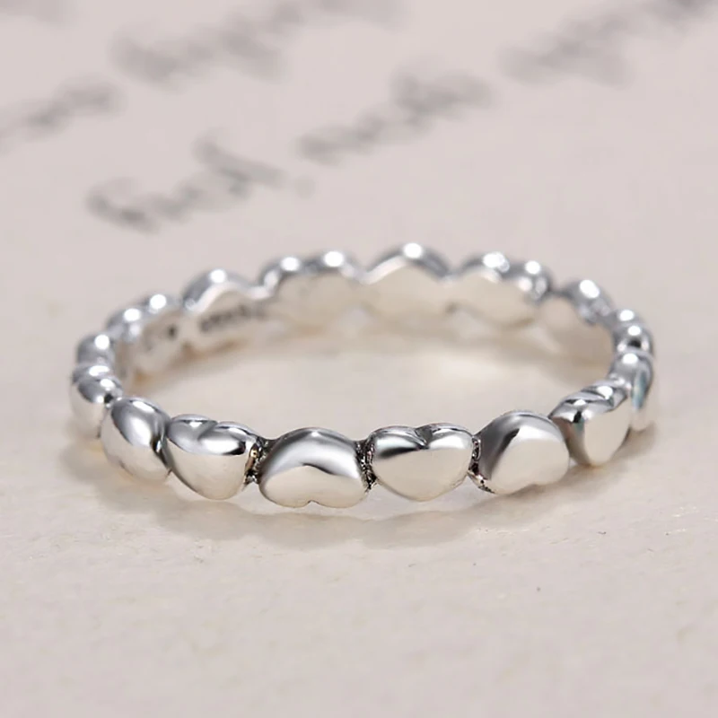 Fashion Linked Love Silver Color Pandora Ring Compatible Jewelry DIY
