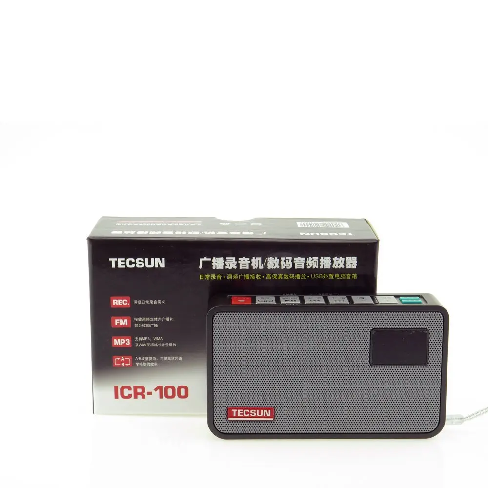 TECSUN ICR-100 tf-карта мини-громкоговоритель MP3 плеер Радио FM 76-108 с 16G Макс памяти TF карта