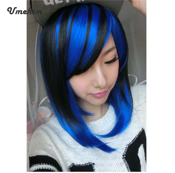 blue anime wig