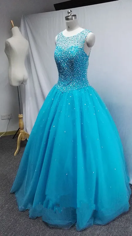 Реальное изображение голубое праздничное платье Бальные платья с бисером на шнуровке милые 16 платья Vestidos De 15 Anos платья QA810