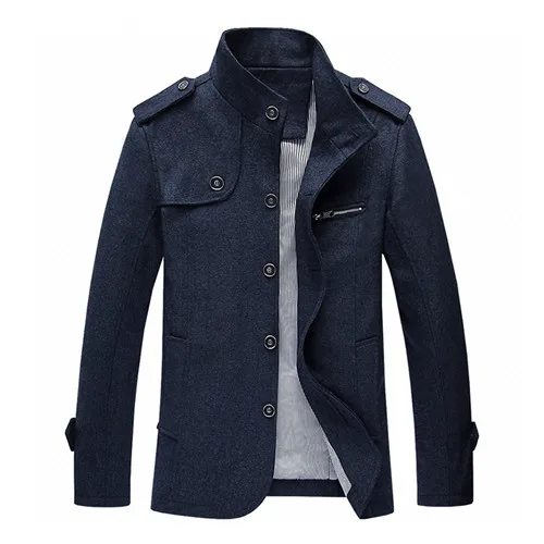 DAVYDAISY, Новое поступление, модное мужское шерстяное пальто, мужская зимняя куртка, Мужская деловая Повседневная брендовая одежда, тонкое осеннее пальто JK066 - Цвет: dark blue