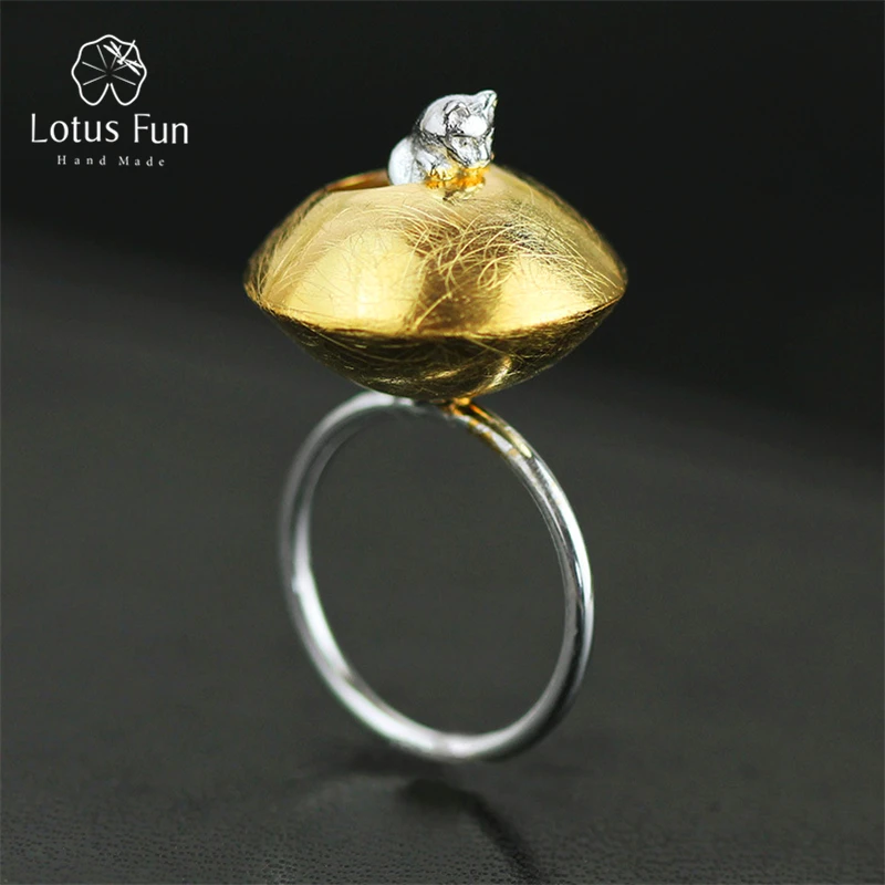 

Lotus Fun Real 925 Sterling Silver Natural Handmade Creative Designer Fine Jewelry Adjustable Cat's Life Female Rings Bijoux