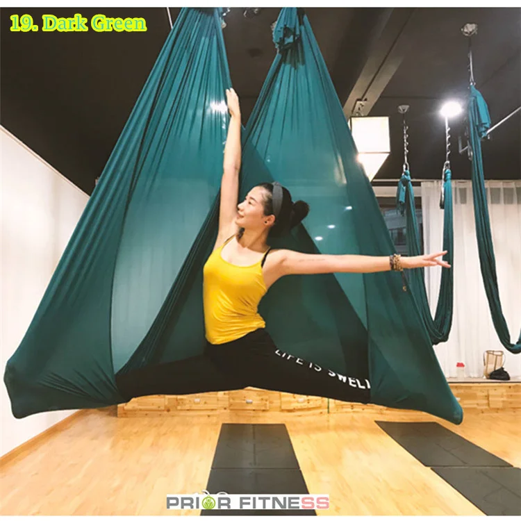 Высокое качество, антигравитационный гамак для йоги, полный комплект, аэрационное тяговое устройство для фитнеса, для йоги, студии йоги, летающие качели(5x2,8 м - Цвет: Dark green