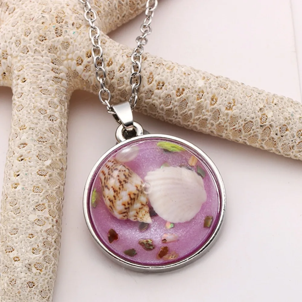 Summer Beach Jewelry Original Conch Shell Starfish Round Pendant