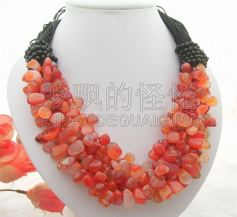 

N012924 Charming! Natural Carnelian&Onyx Necklace