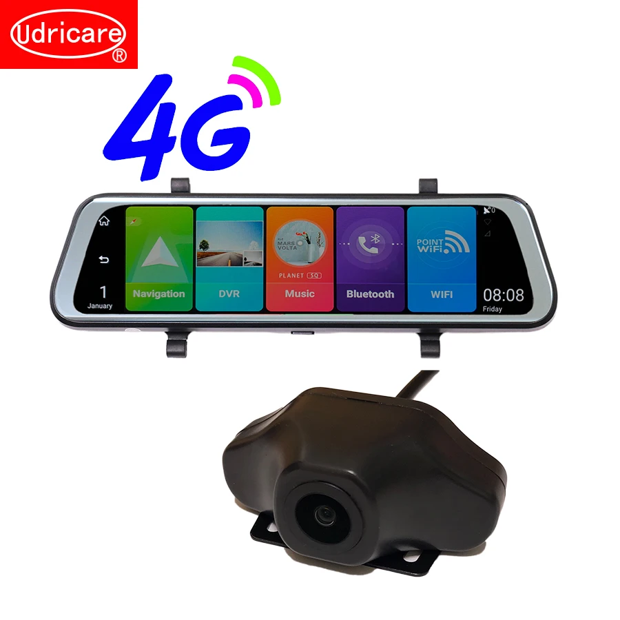 

Udricare 10 дюймов ADAS DVR Wi Fi Bluetooth 4 г Android 8,1 gps HD 1080 P двойной объектив поток видео регистраторы зеркало заднего вида DVR