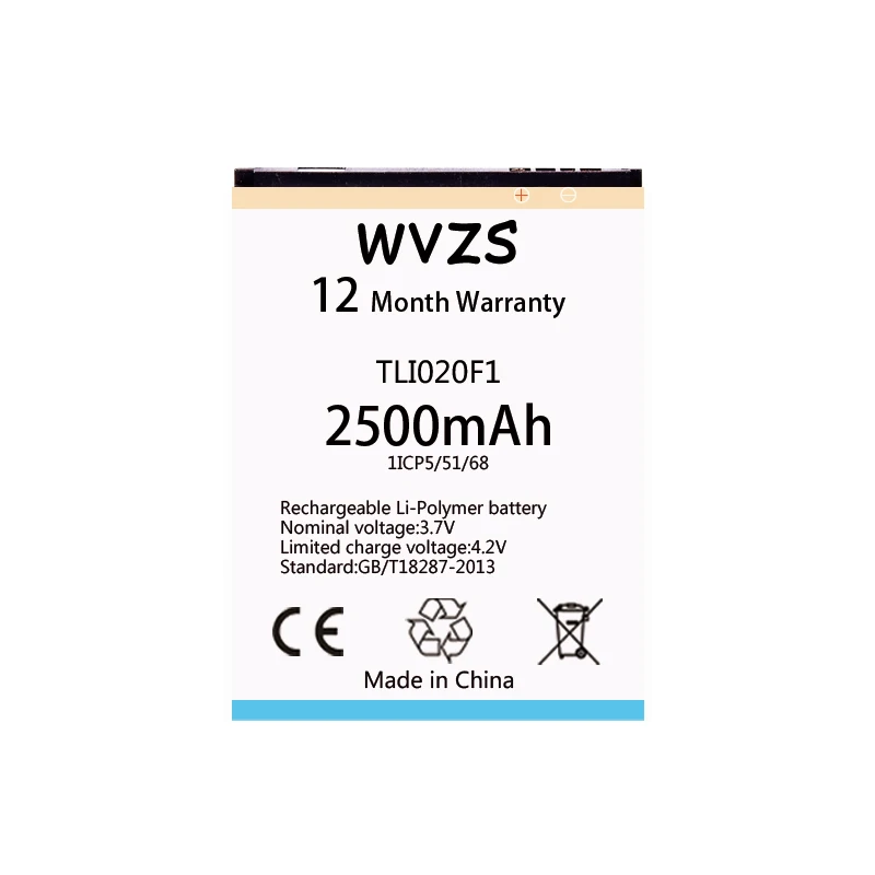 Wvzs 2500 мА/ч литий ионный аккумулятор TLI020F1 для Alcatel One Touch Pop 2 5042d C7 7040 OT 7040D 5010 5010D OT5010