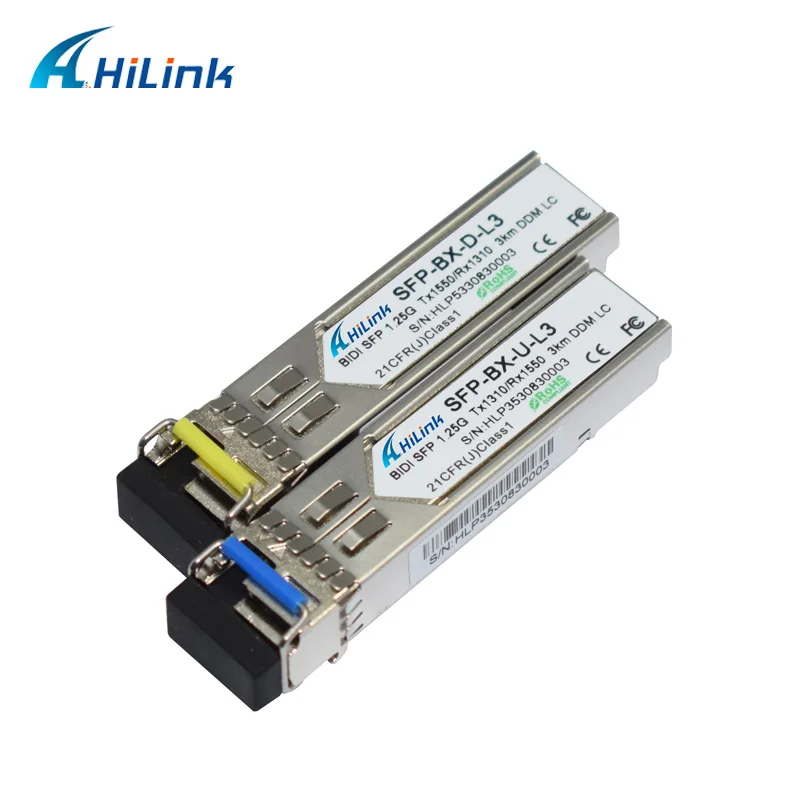 LC/SC 1G WDM одиночное волокно 1000BASE-BX 1,25G 1310nm/1550nm 3km DOM bidi SFP