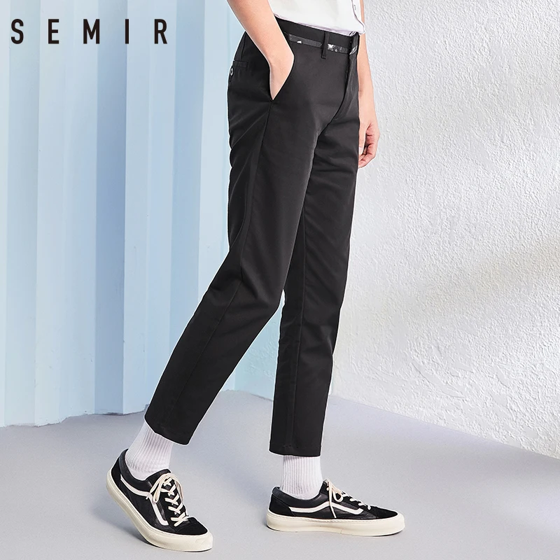 SEMIR брюки мужские повседневные до щиколотки деловые тонкие однотонные узкие для