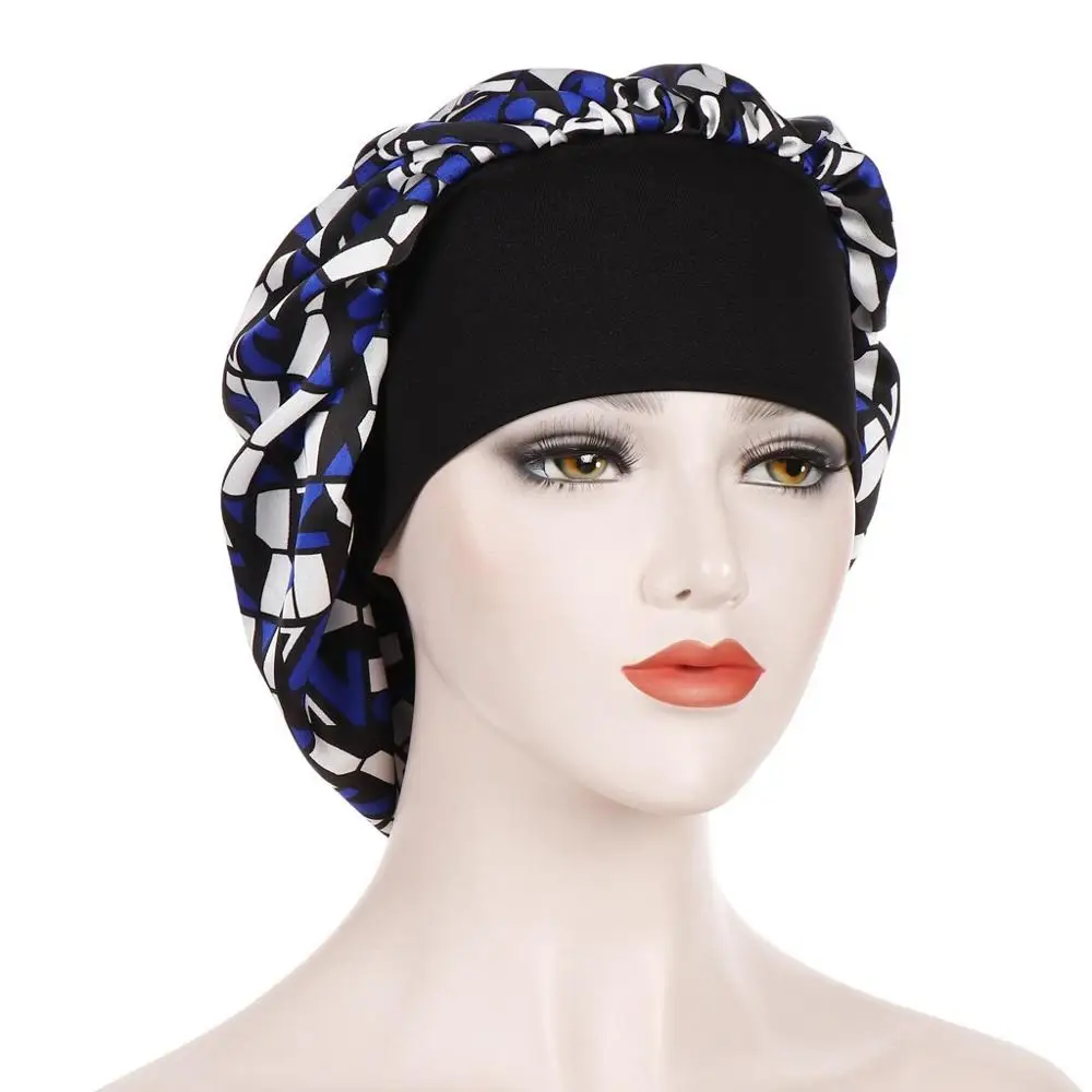 

Satin Beanie Women Hair Care Night Sleep Hats Satin Flower Bonnet Cap Geometry Silk Caps Head Wrap Ladies Skullies Fashion