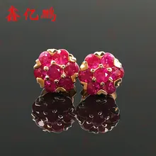 18 К Цзинь tianran рубиновые серьги женский 0.6 карат