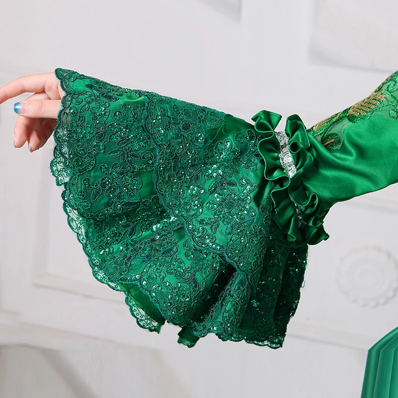 Free Shipping Green Lace Victorian Ball Gown Theater Dress (4)