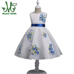 Обувь для девочек летнее платье с цветочным рисунком принцессы Детские платья Обувь для девочек с цветочным принтом и бантом детское