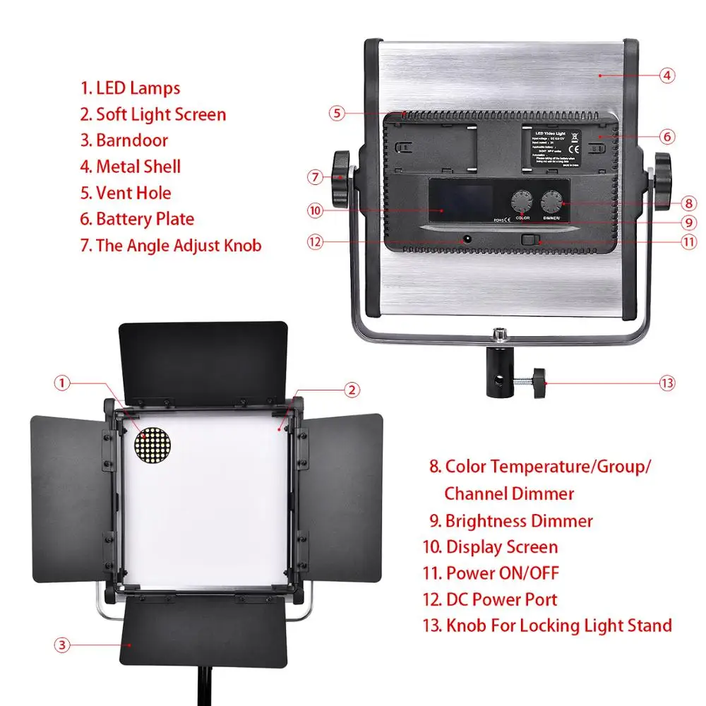 Fosoto 2 в 1 комплект светодиодный светильник для видео 3200 k-5600 k 40W фотографический светильник ing с штативами для фотостудии Live потоковая камера