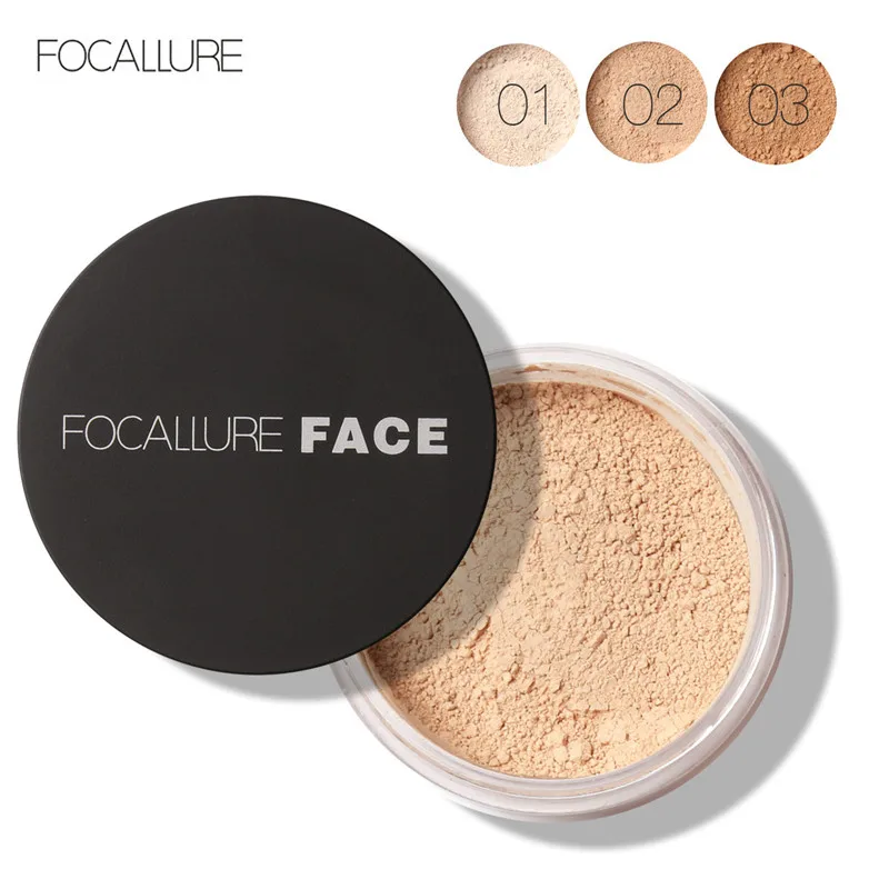 FOCALLURE face makeup loose powder 3 colors waterproof loose powder skin finish powder palette