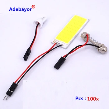 

100 X Dome W5W 36 Chips 5W COB Car Interior Panel Dome Reading Light T10 194 Festoon White