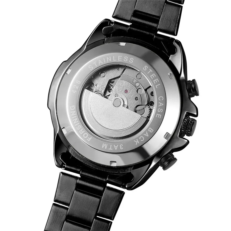 Классические мужские часы черные часы приборной панели три глаза шесть иглы роскошные мужские спортивные механические Автоматические часы Montre Homme@ 50