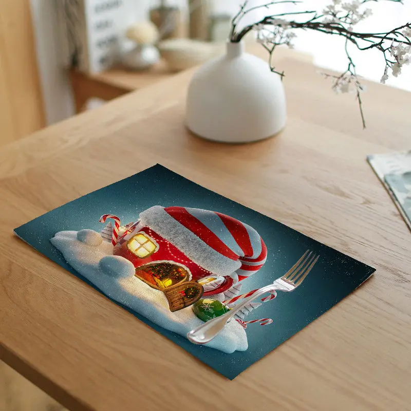 Счастливого Рождества стол льняные салфетки Снежинка Звездное маленькая девочка, узор, Семья Кухня украсить посуду модная скатерть