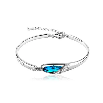 

925 Silver Bracelet Glass Shoe Bracelet Austrian Crystal Bracelet Muse Eye Bracelet Sterling Silver Jewelry with Box
