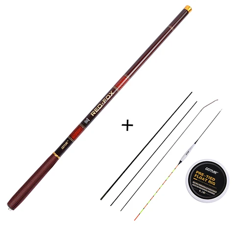 Goture Rod Combo телескопическая удочка 3,0 м-7,2 м углеродное волокно 2/8-3/7 мощная ручная Удочка+ рыболовная поплавок и запасная верхняя часть-три наконечника - Цвет: Красный