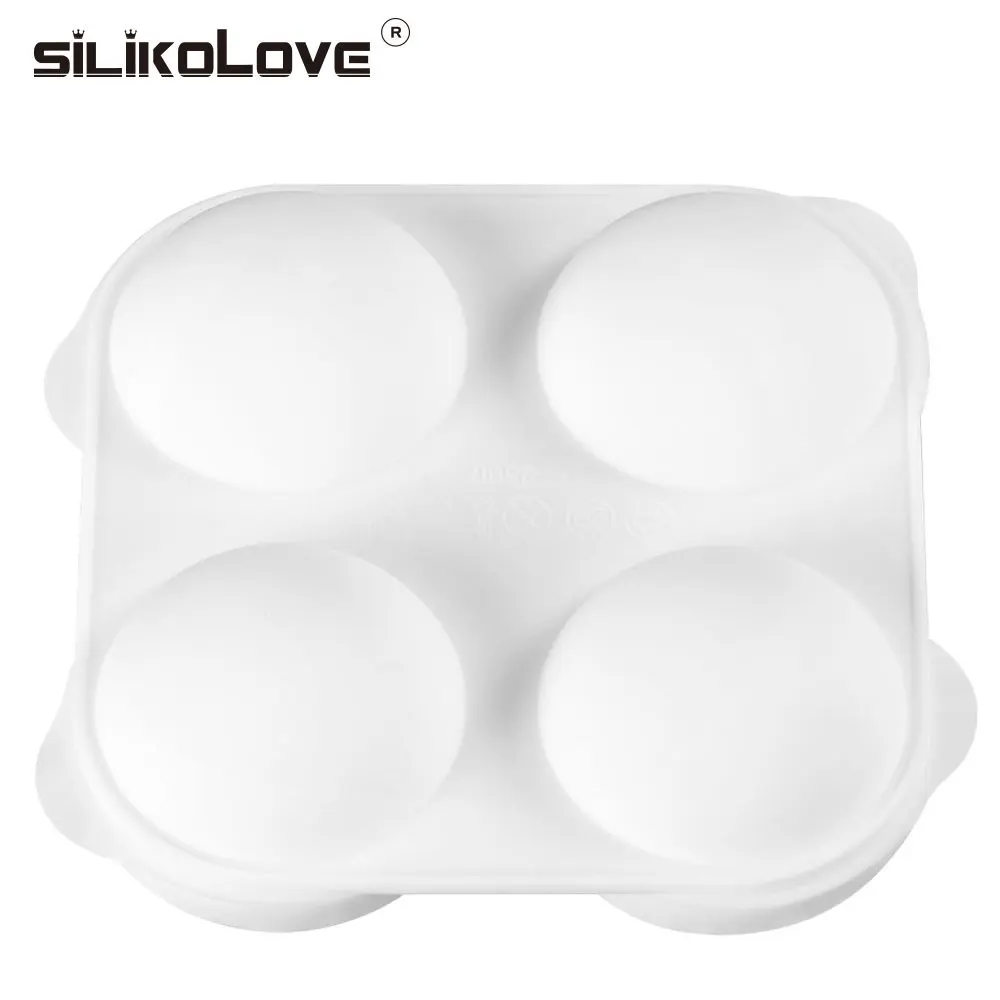 SILIKOLOVE 4 полости 3d виски со льдом кубический шар форма с крышкой DIY для вечеринки для дома и бара коктейльное использование Сфера круглый BPA бесплатно