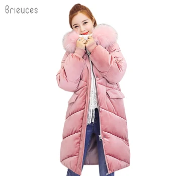 

Brieuces 2018 wadded jacket female new winter jacket women down cotton jacket long parkas velvet ladies winter coat women