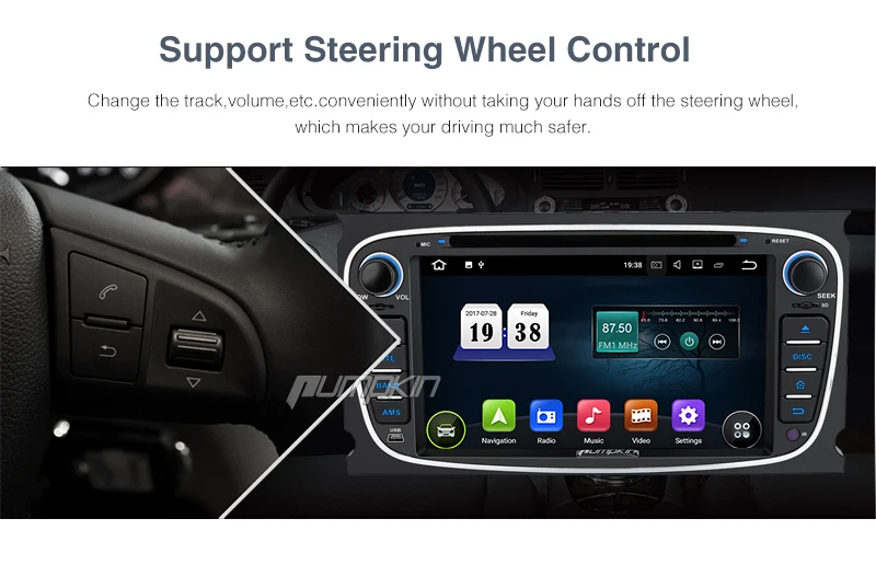 Pumpkin 2 Din 7''Android 7 1 автомобильный dvd плеер для Ford Mondeo/Focus GPS навигация 2G RAM 32G ROM