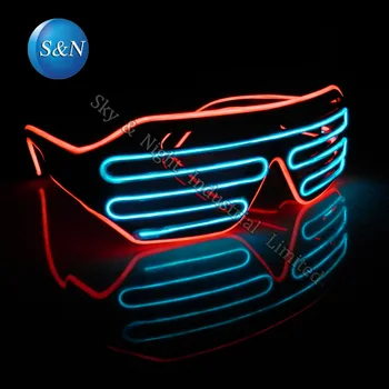 

(Orange+Ice Blue) Mix color LED EL Fashion Shutter Glasses+Sound Inverter + Free Shipping