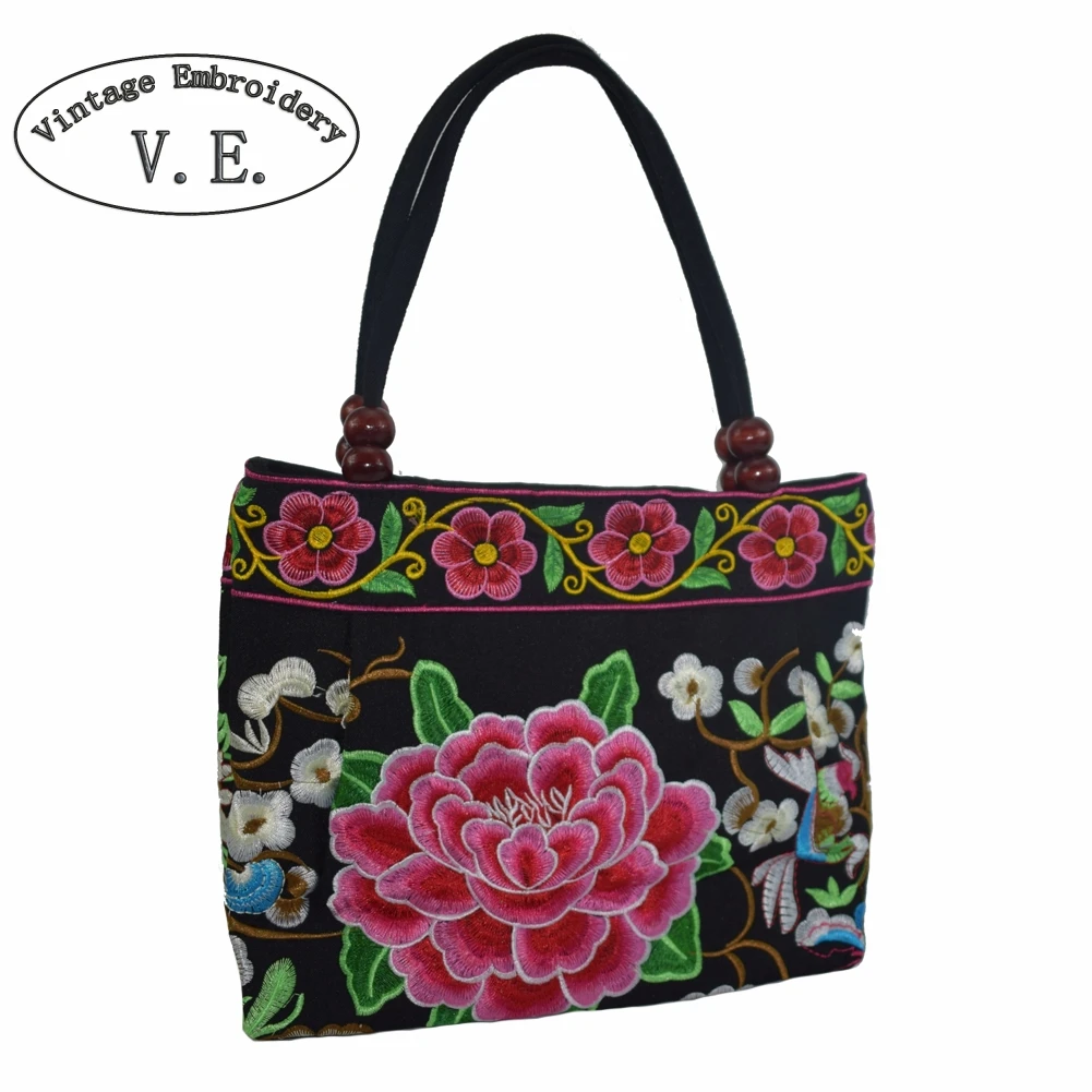 

Vintage Embroidery Women Handbag Flower Embroidered Ladies Canvas Totes Sac a Main Femme De Marque Casual Bolsos Mujer