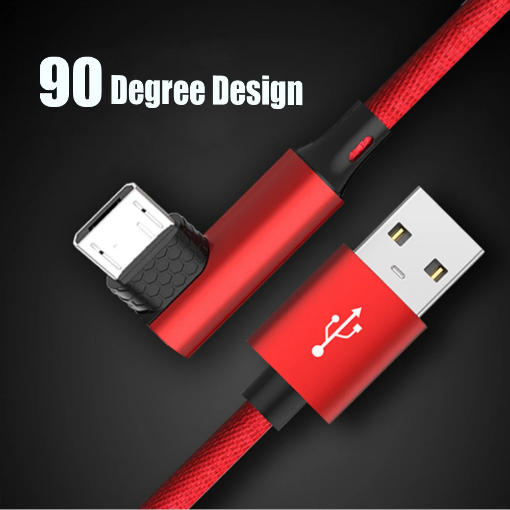 

10pcs 1M 2.0A 90 Degree L bend Elbow Data Cable Micro USB Type C Cable For iPh Charging Cable Mobile Phone Charger Cable