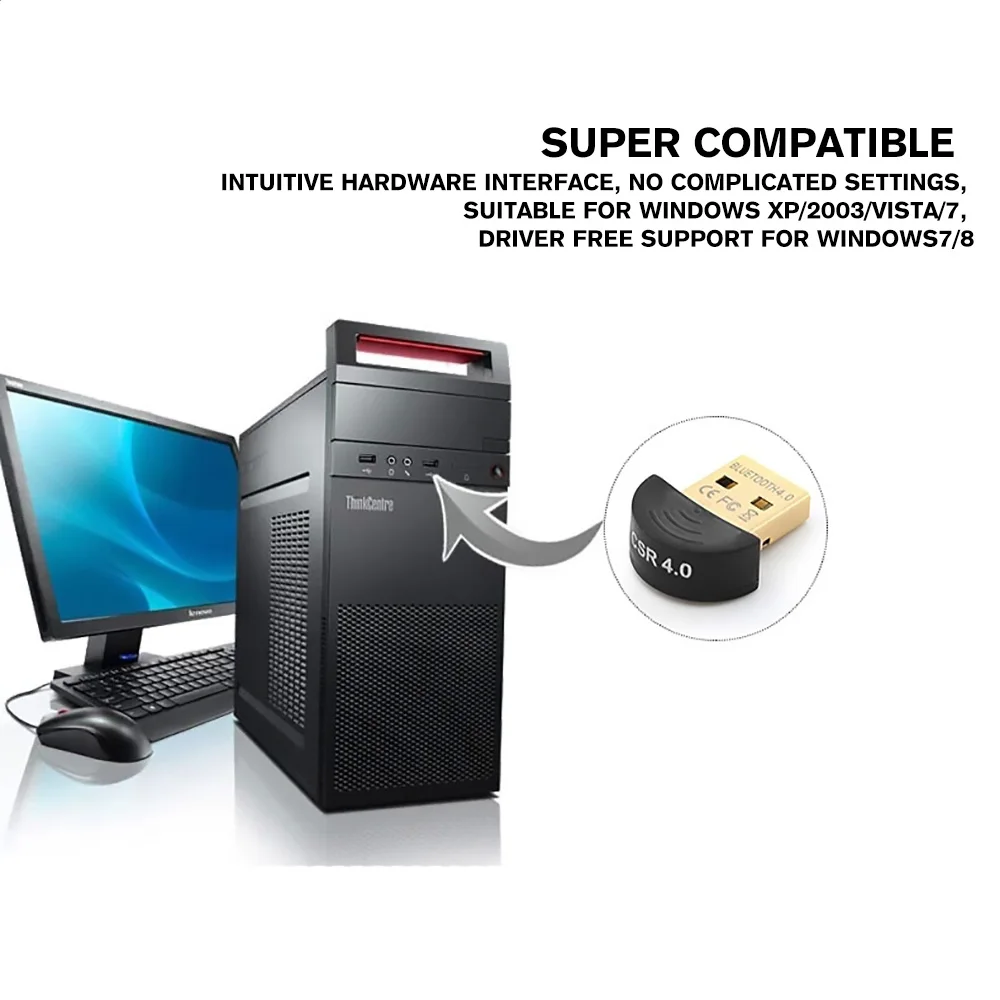 FDBRO CSR V 4 0 Dongle двухрежимный беспроводной Bluetooth USB 2 0/3 3 Мбит/с для Windows XP Vista Win 7 Mini