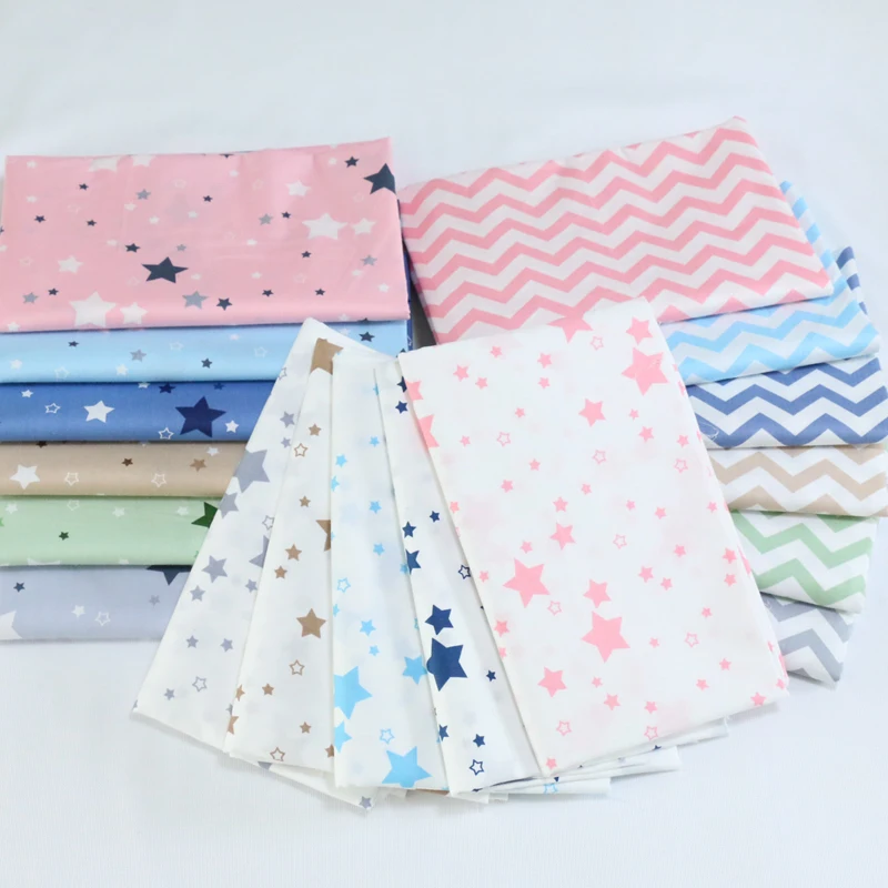 

Syunss Stars Wave Printed Twill Cotton Fabric DIY Handmade Sewing Patchwork Baby The Cloth Bedding Textile Quilting Tilda Tissus