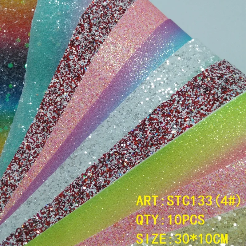 Прозрачный запас 1 комплект(10 шт.) 30X10 см Alisa Glitter Cuero Sintetico блестящая кожа для DIY аксессуары для волос ремесло STC133