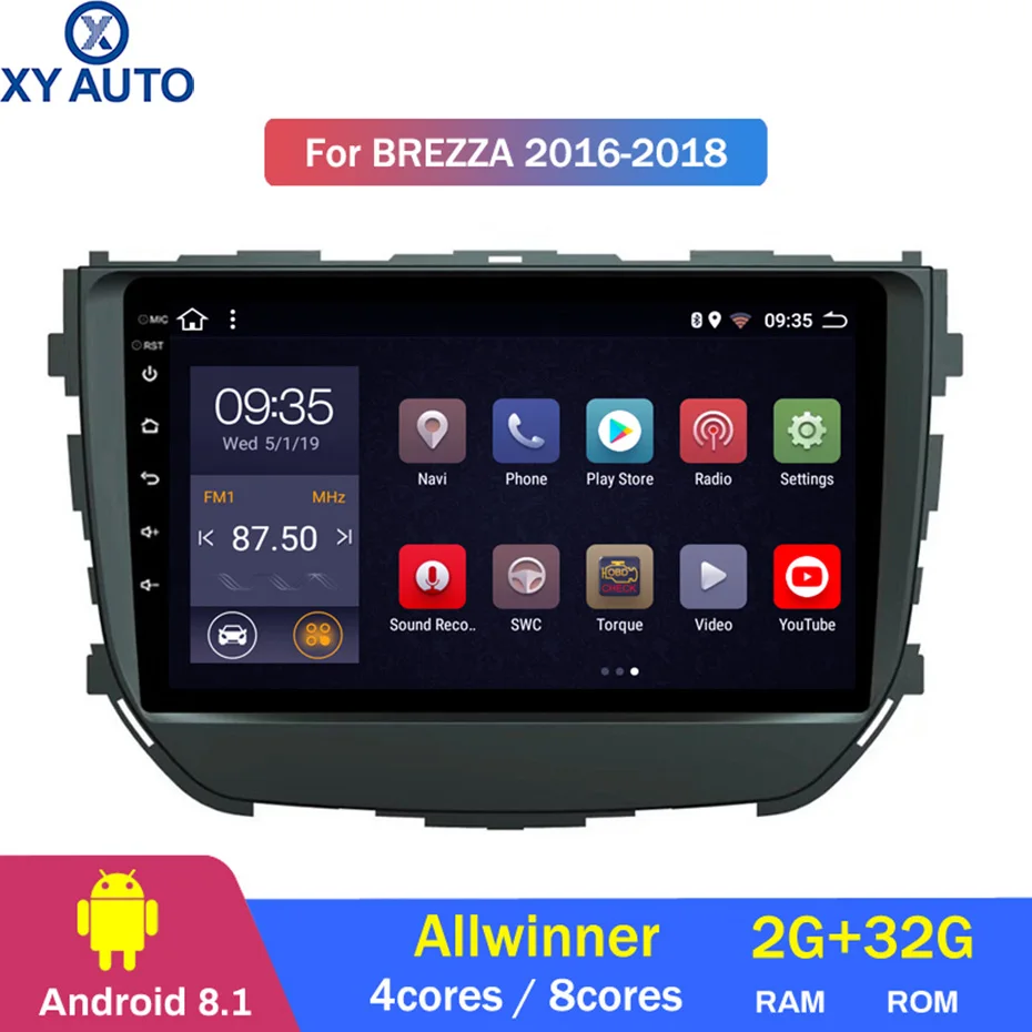 9-дюймовый 2.5D IPS HD мультисенсорный экран Android 2016 2 Гб ОЗУ 32 ПЗУ NAVI для Suzuki Brezza 2018-с