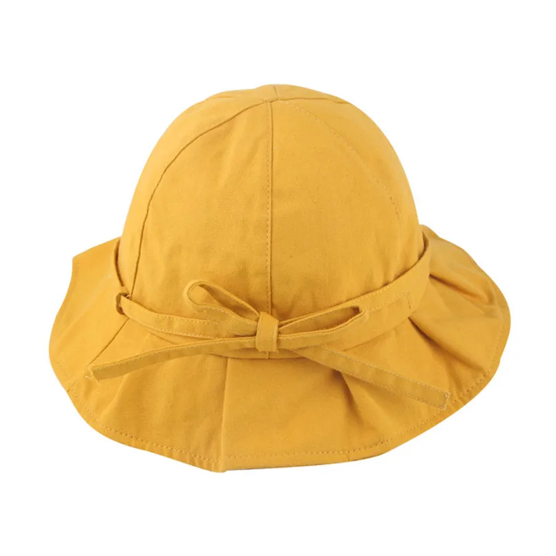 Детская шапка для маленьких девочек и мальчиков, яркие однотонные ленты, дышащая шляпа Кепка с покрывалом, шапка для девочек, modis#4M29 - Цвет: Цвет: желтый