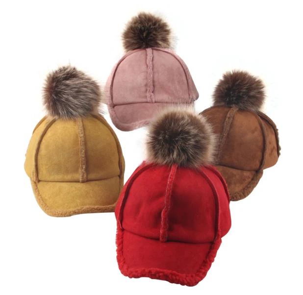 New Winter Baby Hat with Pompom Wool Autumn Girl Adjustable Fur Ball Boy Cap Kids Accessories for 2-6 Years 1PC | Детская одежда и