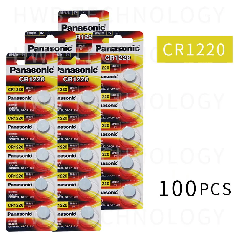100X для PANASONIC CR1220 BR1220 DL1220 ECR1220 LM1220 3v литиевая батарея кнопка батареи карты Кнопка