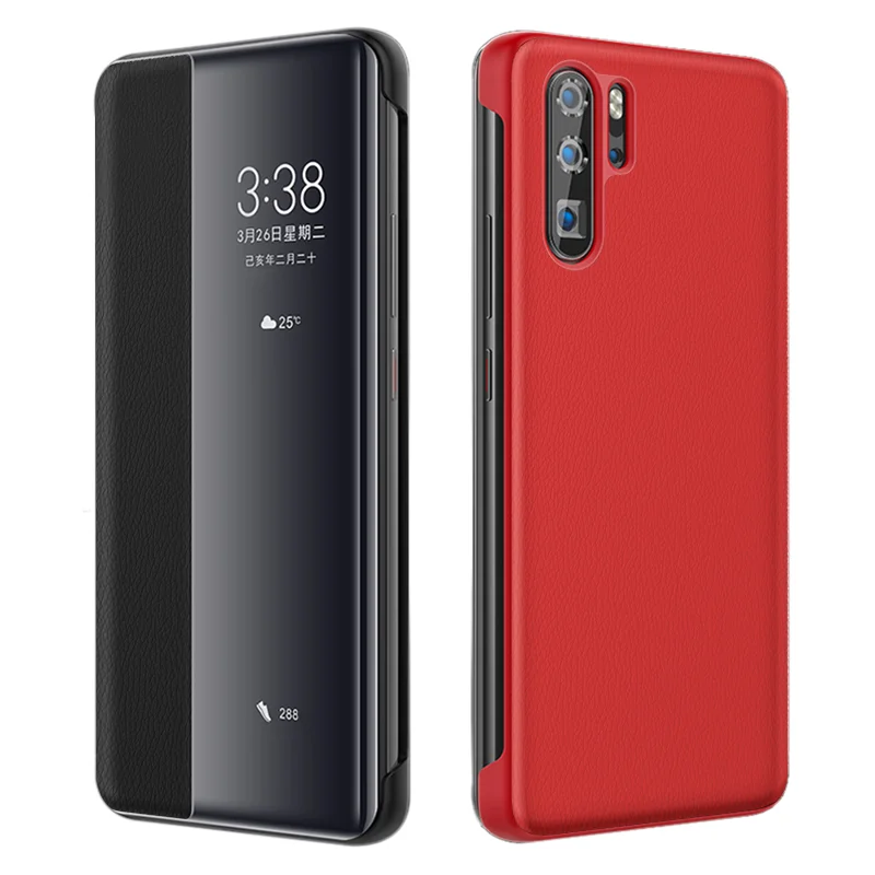 For Huawei P30 Pro Case Original Mirror Smart View Wake Sleep Up Cover Leather Protection Flip Case Huawei P30 P20 Pro Flip Case