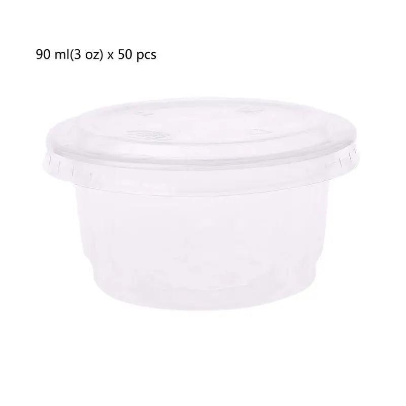 

50Pcs Disposable Cups Set Of 90ml/3 oz Sauce Rippled Pot Container Jello Shot Cup Slime Storage With Lid For Ketchup