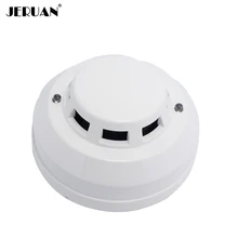 JERUAN 12V DC wired smoke detector optoelectirc sensor use to check fire or anti something burning connect to wired zone